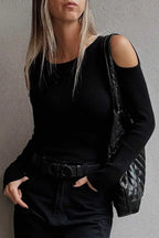 Cold Shoulder Black Sweater