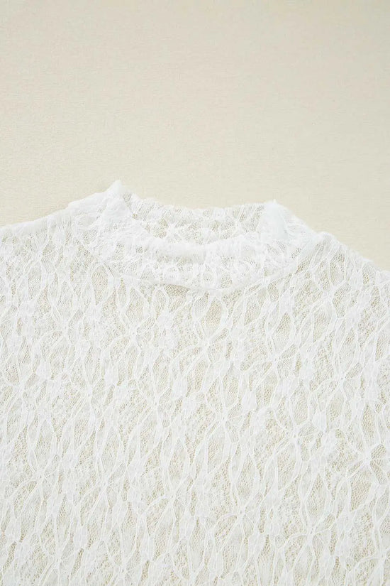 White sheer lace bell sleeve blouse blouses