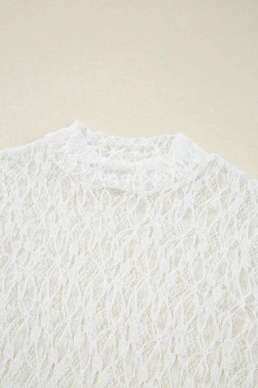 White Sheer Lace Bell Sleeve Mock Neck Blouse Women UK styled as an ethereally romantic evening occasion outfit — Fashionfitz