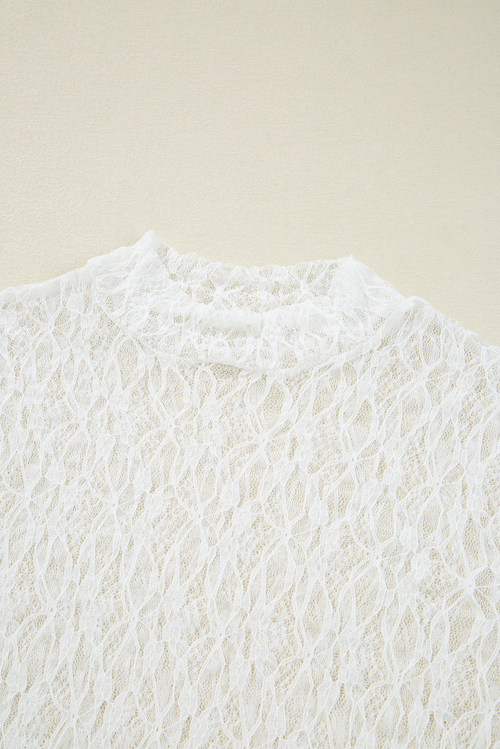 White Sheer Lace Bell Sleeve Blouse