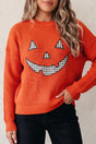 Halloween Drop Shoulder Round Neck Sweater