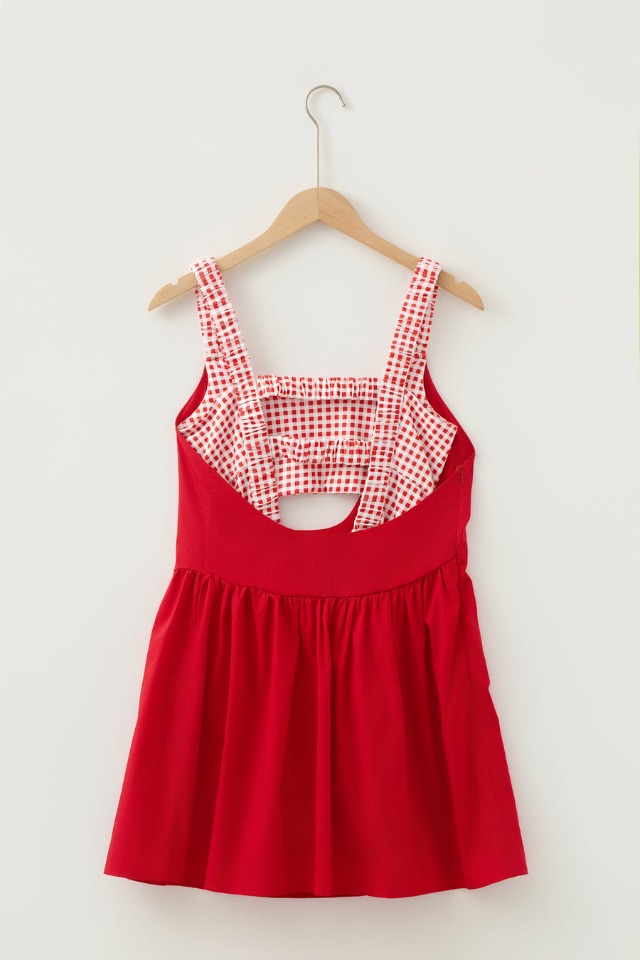 Gingham Patchwork Faux Two Piece Loose Mini Dress Women UK