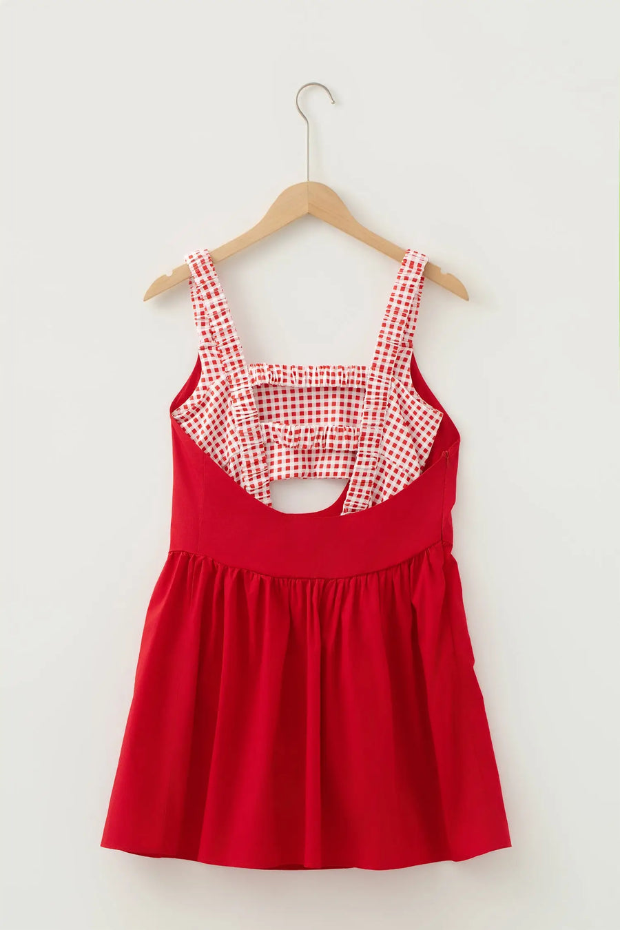 Gingham Patchwork Faux Two Piece Loose Mini Dress Women UK