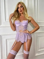 Me And You 3-Piece Garter Lingerie Set - Fashionfitz