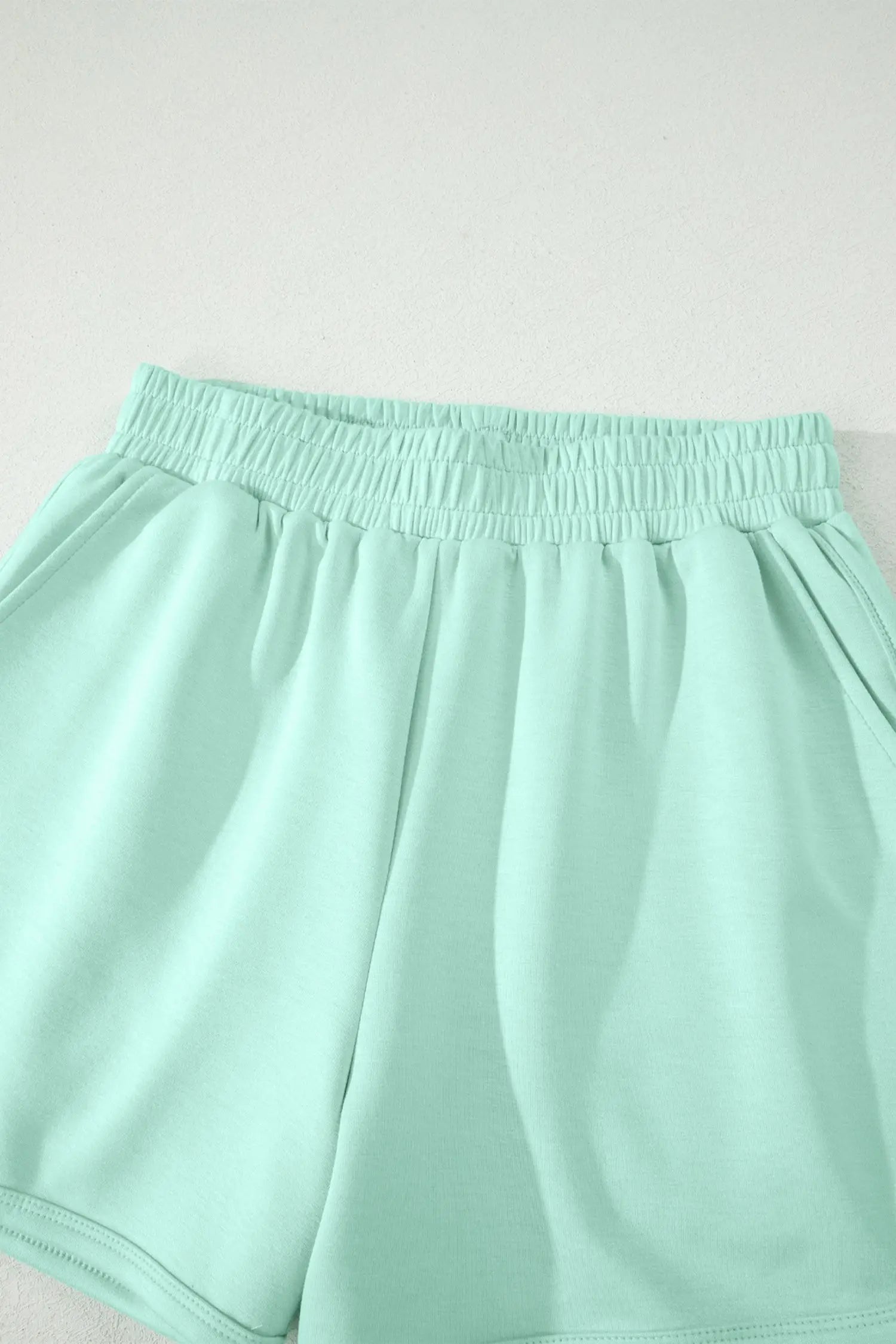 Exposed seam mock neck oversized tee shorts two piece set pockets outfit sets