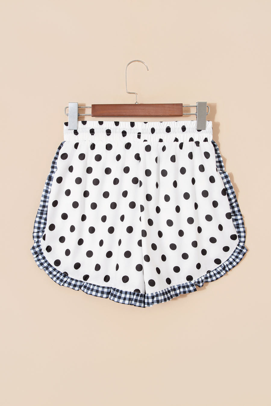 Polka Dot Ruffle Trim Contrast Shorts Women UK