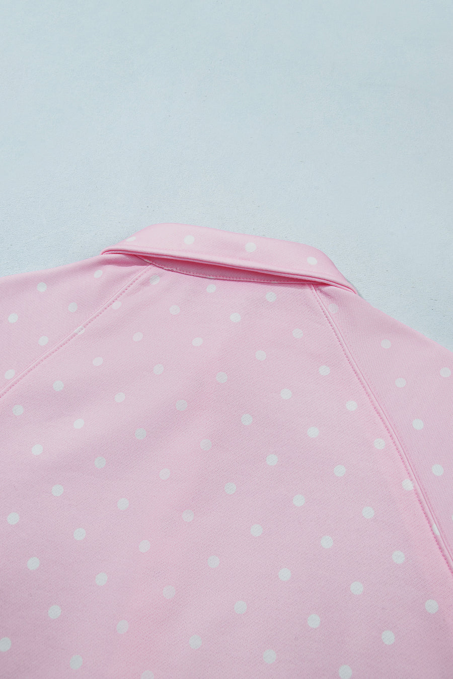 Pink Polka Dot Metal Button Collar Pullover Sweatshirt Women UK