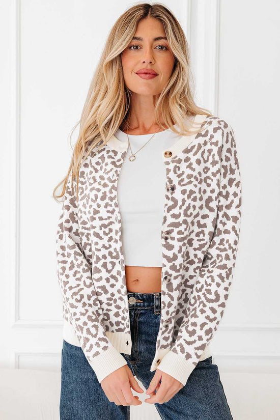 Oversized Chunky Knit Leopard Cardigan