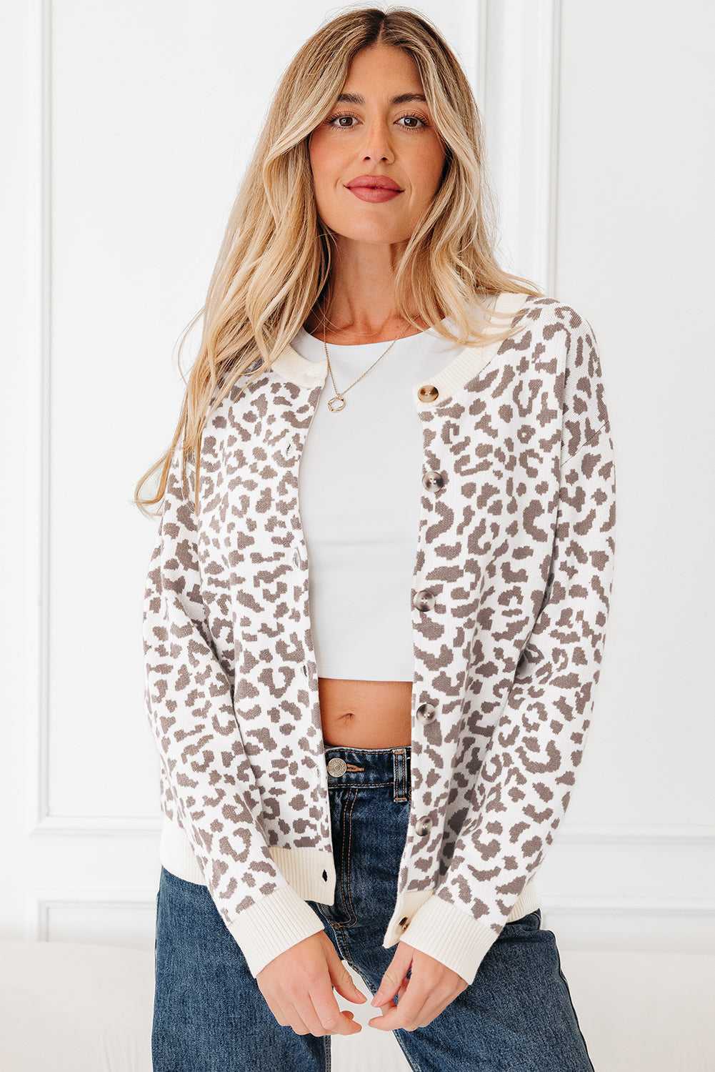 Oversized Chunky Knit Leopard Cardigan