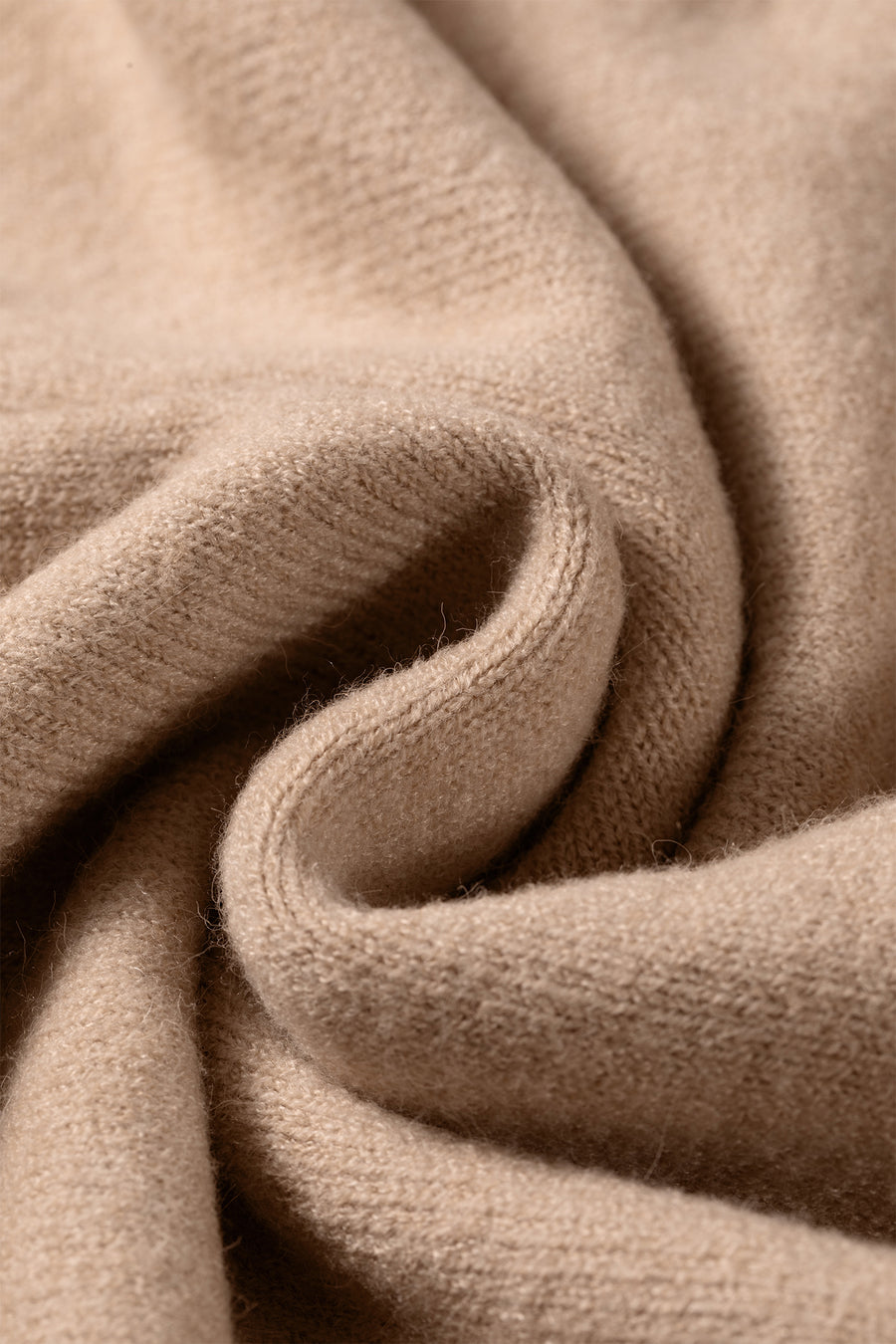 Beige High Neck Short Sleeve Washed Knit Sweater Women UK