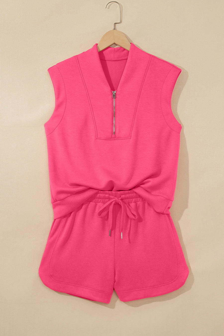 Quarter Zip Sleeveless Top & Shorts 2-Piece Set Women UK