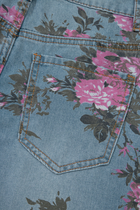 Garden Floral Print Low Rise Bootcut Denim Jeans
