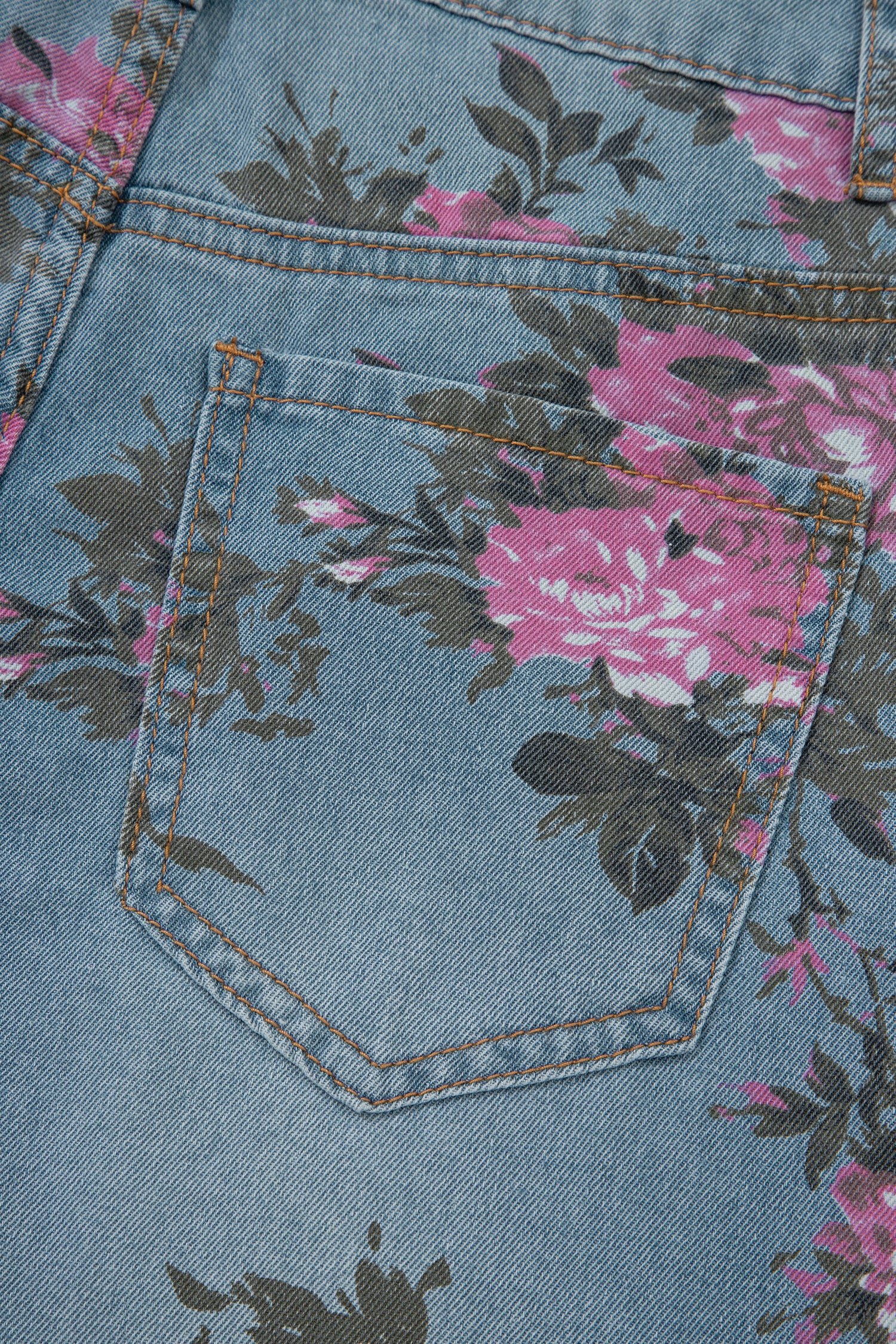 Garden Floral Print Low Rise Bootcut Denim Jeans
