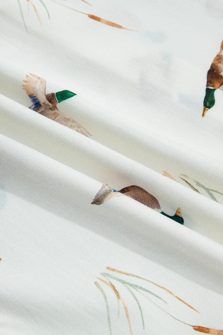 White Mallard Print Button Pocket Short Sleeve Shirt