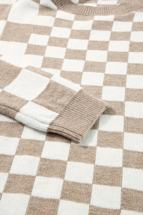 Smoky plaid soft knit jumper sweaters