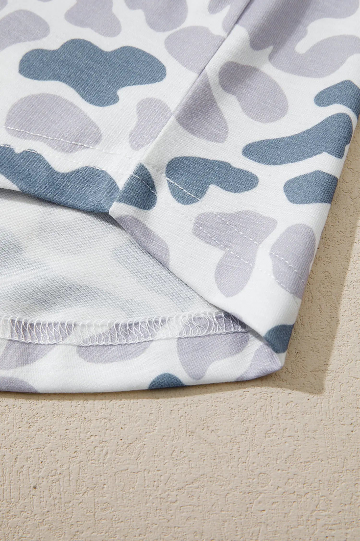Camouflage print lapel shirt & shorts 2-piece pyjama set beige pajamas
