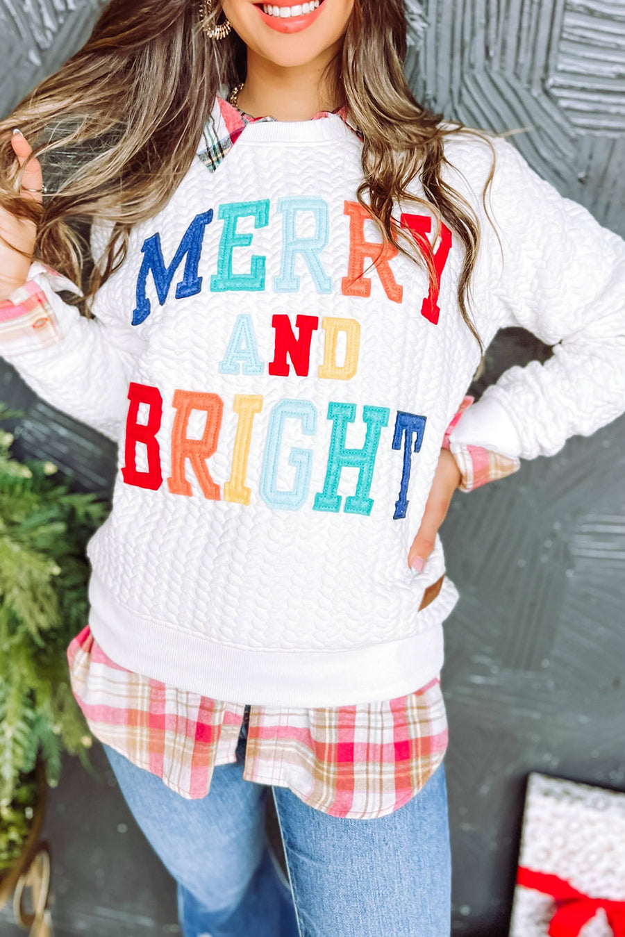 Merry and Bright Cable Knit Sweatshirt Women UK