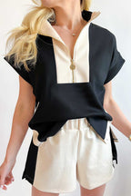Contrast Zipped T-Shirt and Short Set