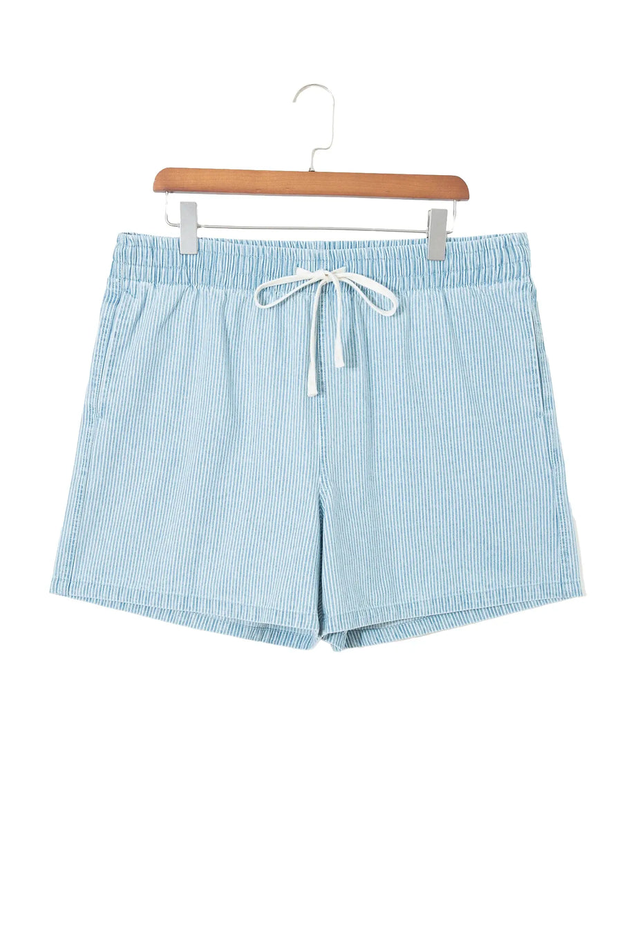 Stripe Plus Size Denim Shorts Women UK | Drawstring