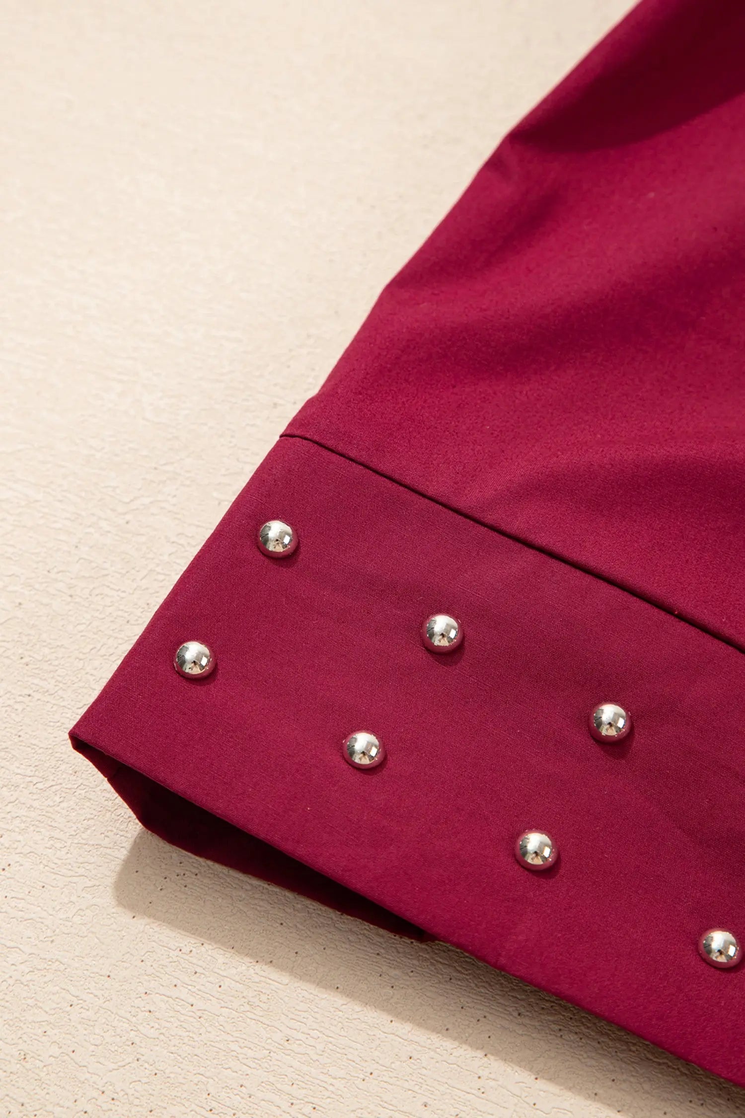 Rivet embellished puff sleeve blouse — three-quarter view | Fashionfitz UK