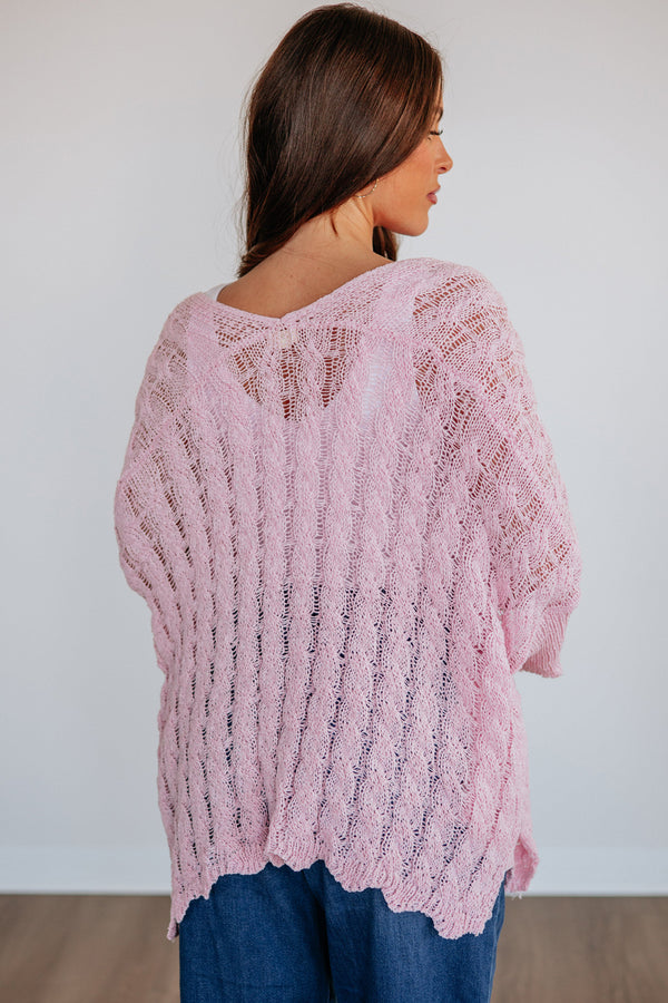 Hollowed Knit Open Cardigan Women UK — side view showing longer length and open front construction — Fashionfitz