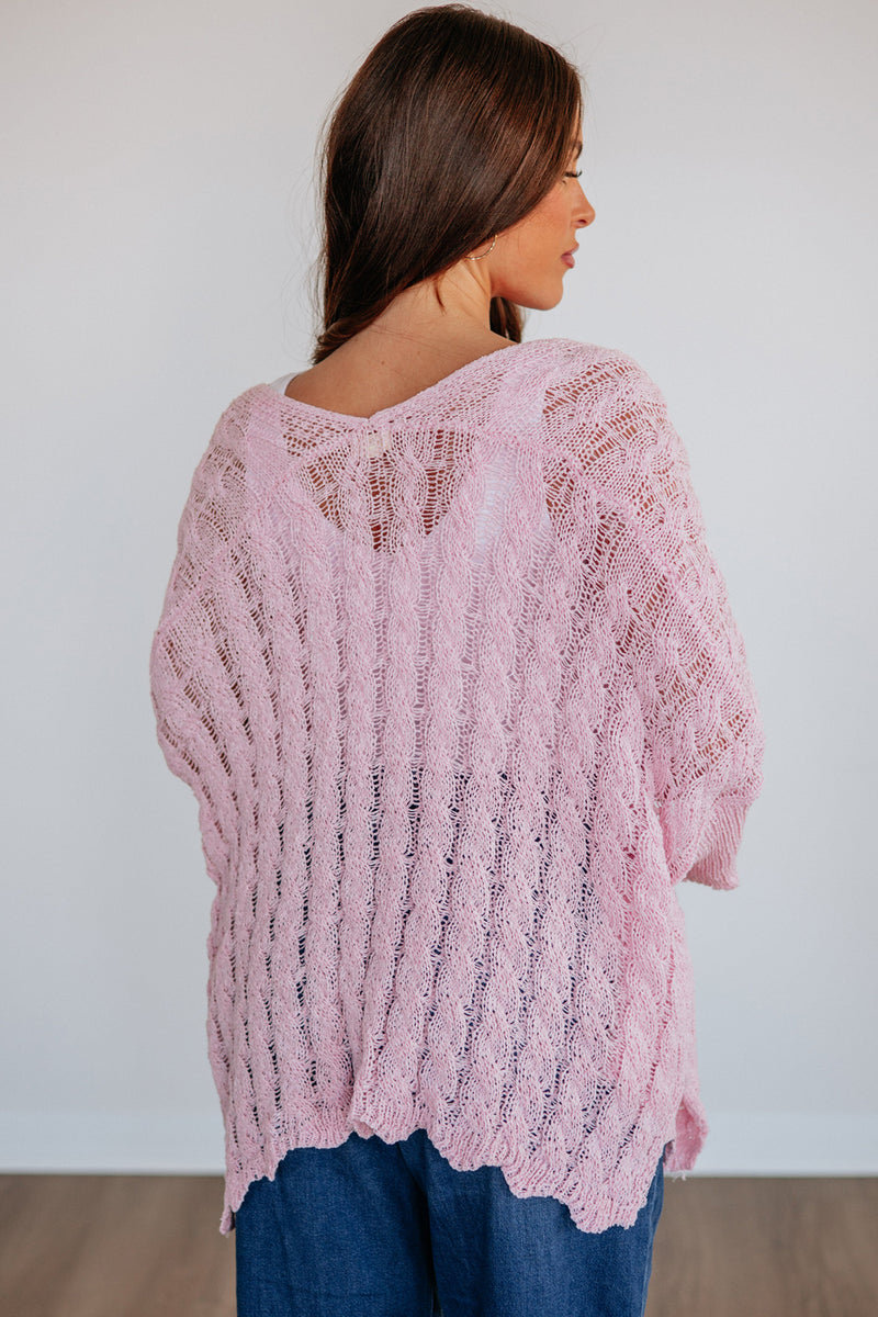 Hollowed Pattern Knit Drop Shoulder Cardigan Women UK