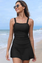 Black Square Neck Tankini Swimsuit