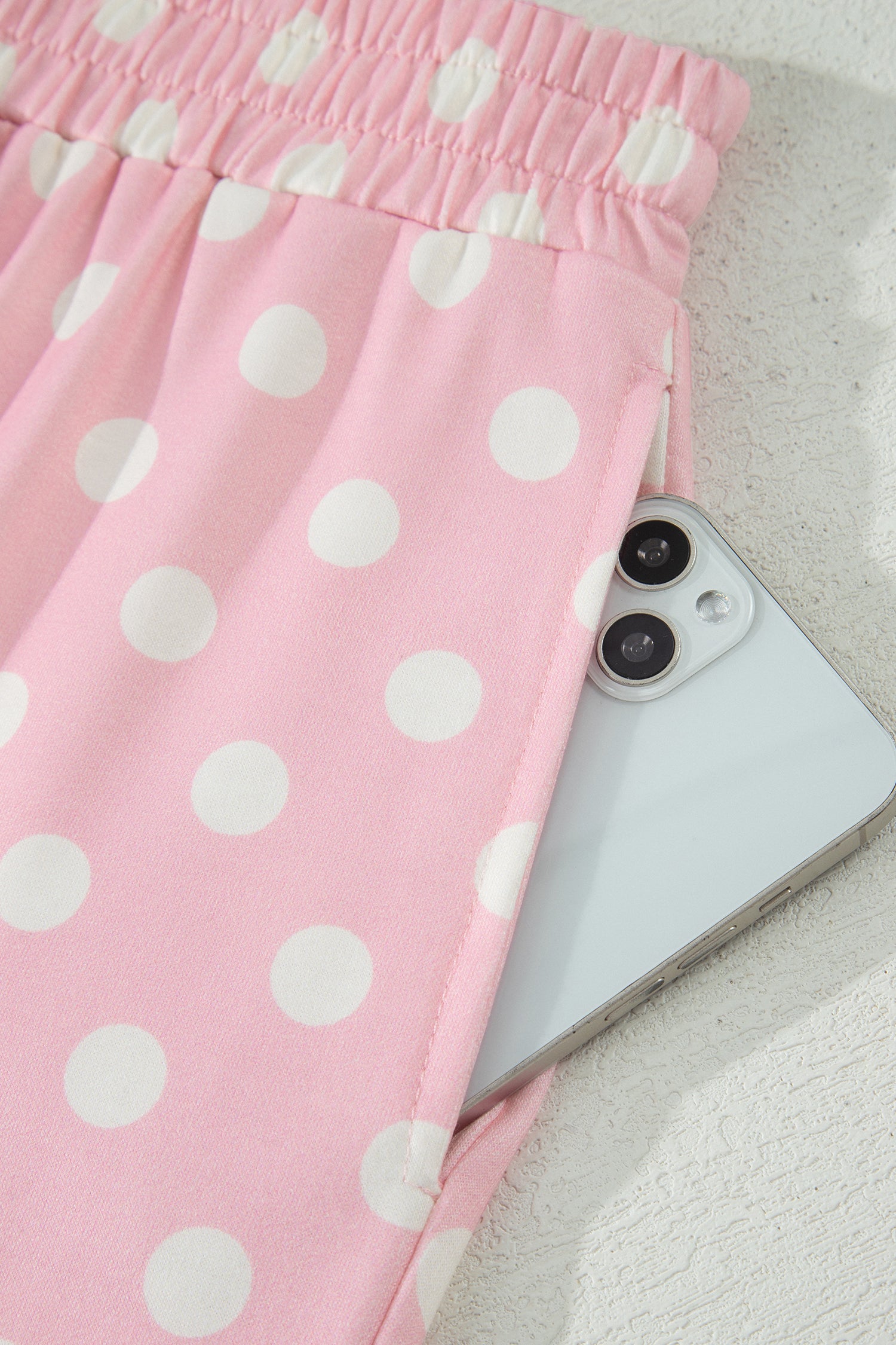 Polka Dot Mock Neck Short Sleeve Top & Shift Trousers Co-Ord Set