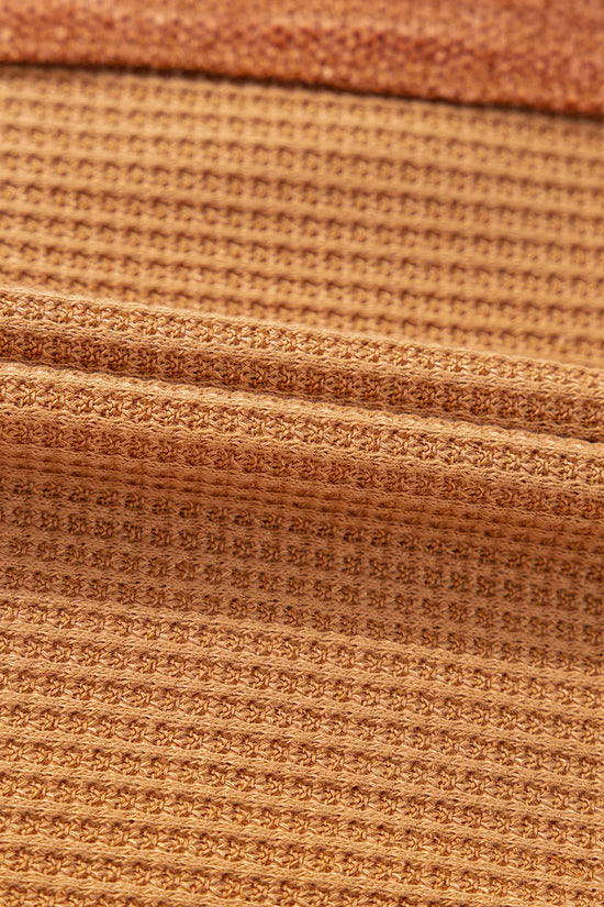Contrast waffle knit henley top clothing tops