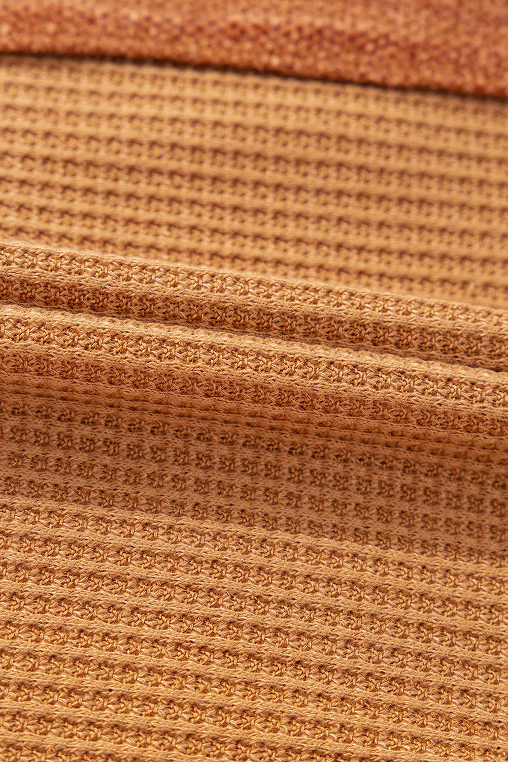 Contrast waffle knit henley top clothing tops