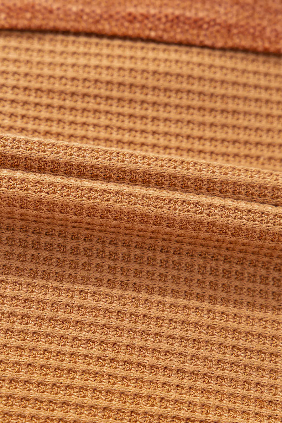 Contrast waffle knit henley top clothing tops