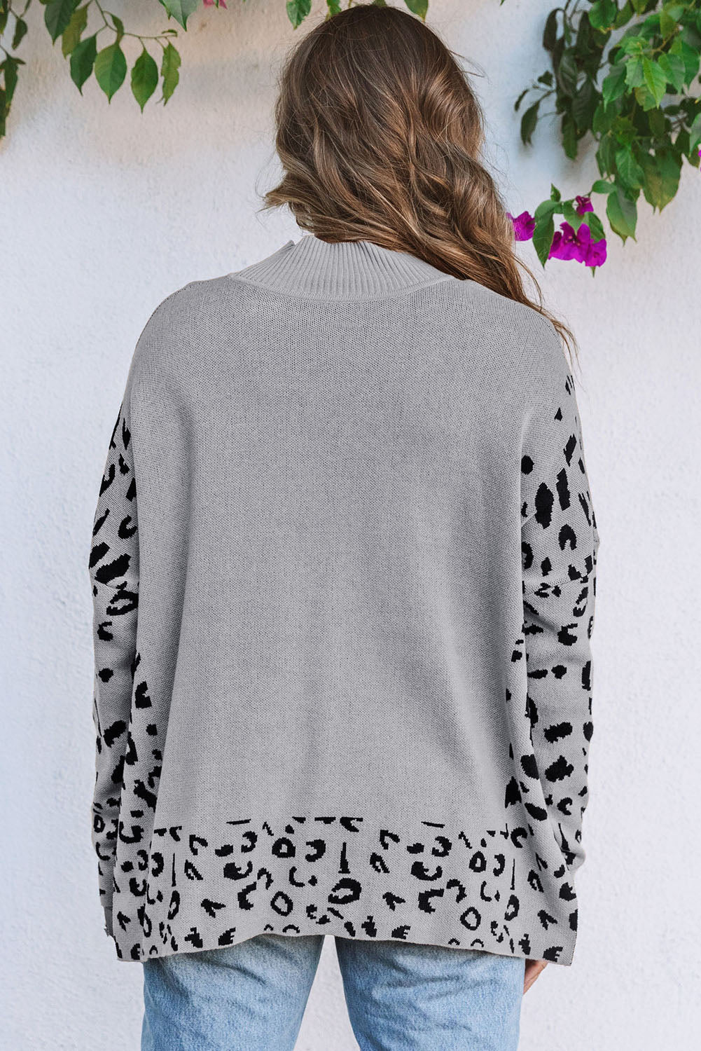 Leopard High Neck Oversized Sweater