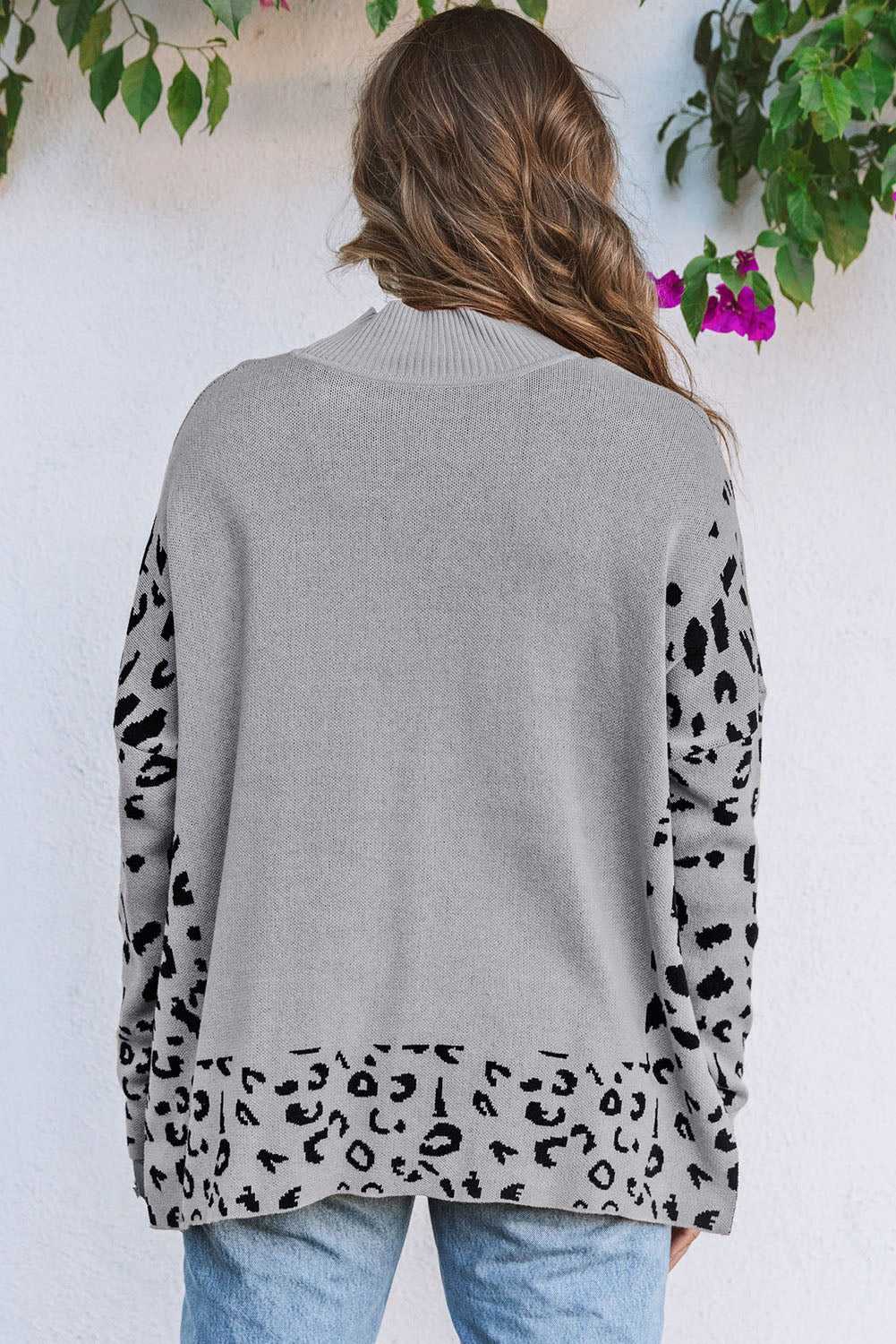 Leopard High Neck Oversized Sweater
