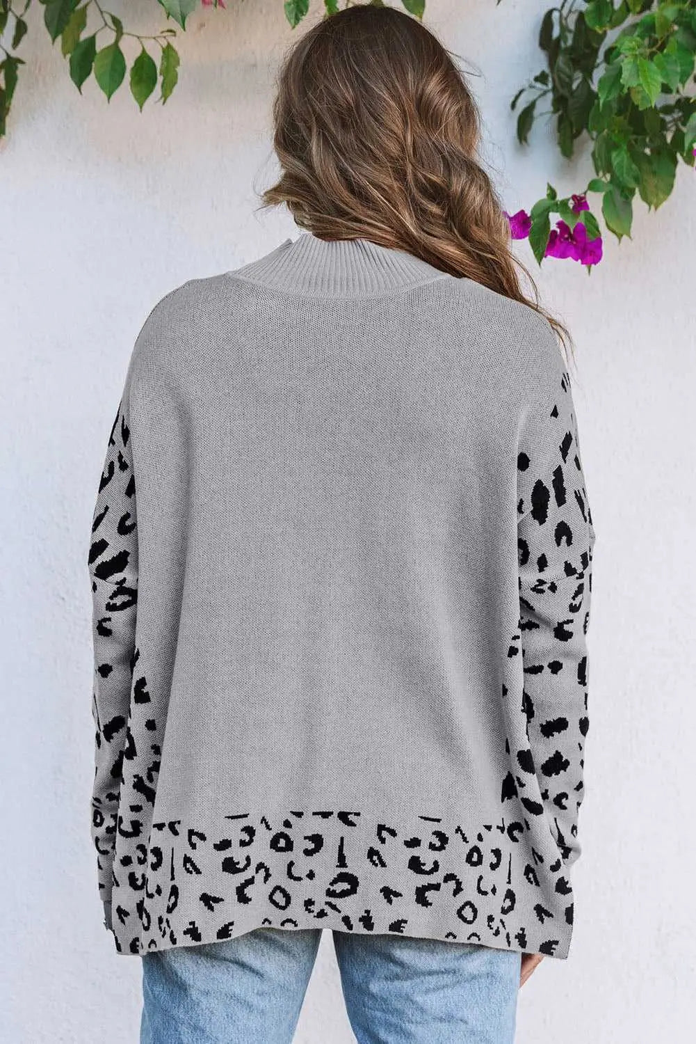 Leopard high neck oversized sweater sweaters