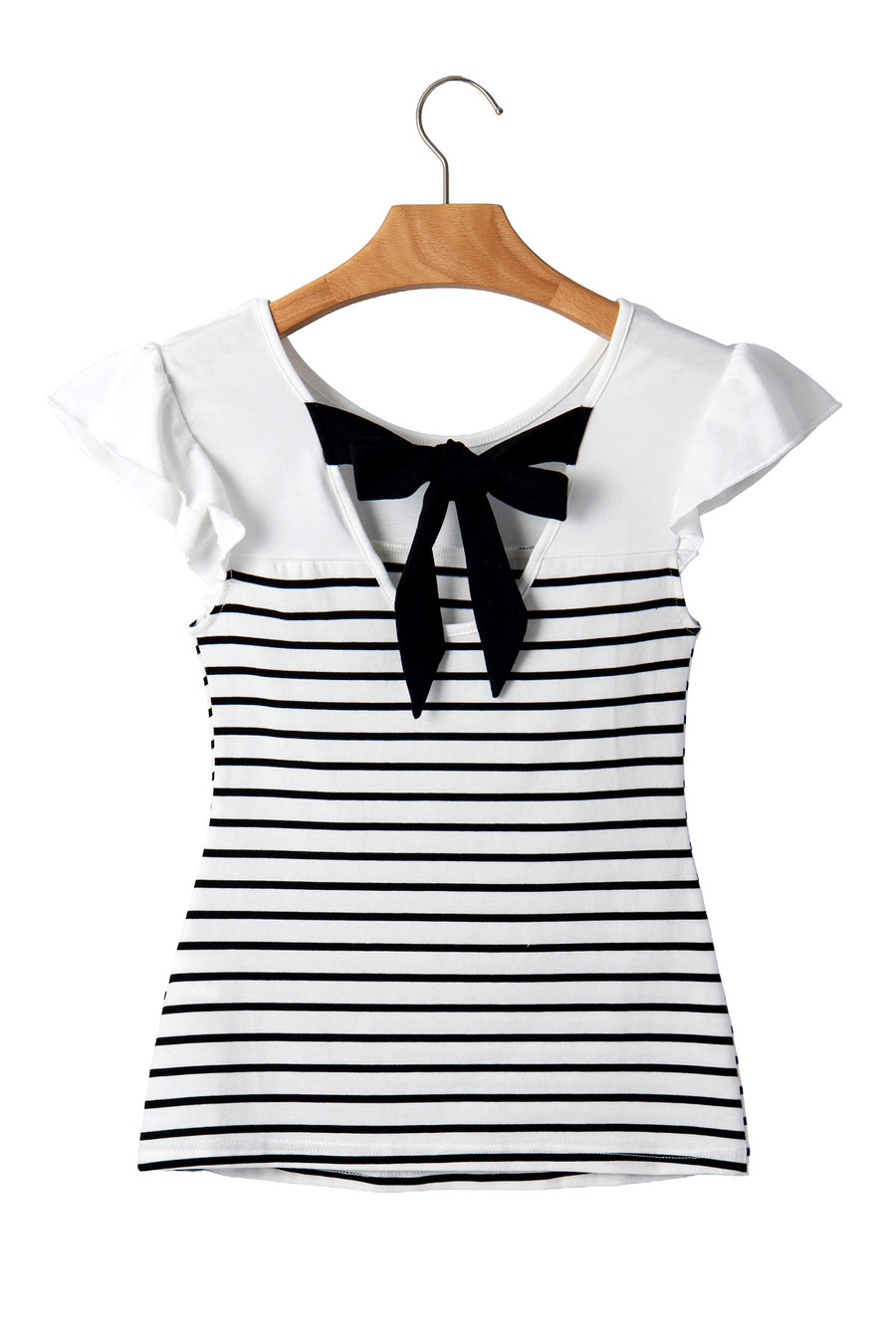 Stripe Contrast Knot Back Ruffle Trim Tank Top Women UK — styled flat lay | Fashionfitz UK