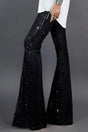 Black sequin wide leg pants