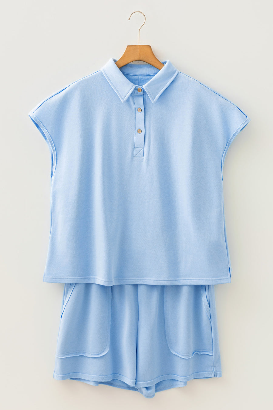 Polo Tee & Elastic Waist Shorts Plus Size Set Women UK