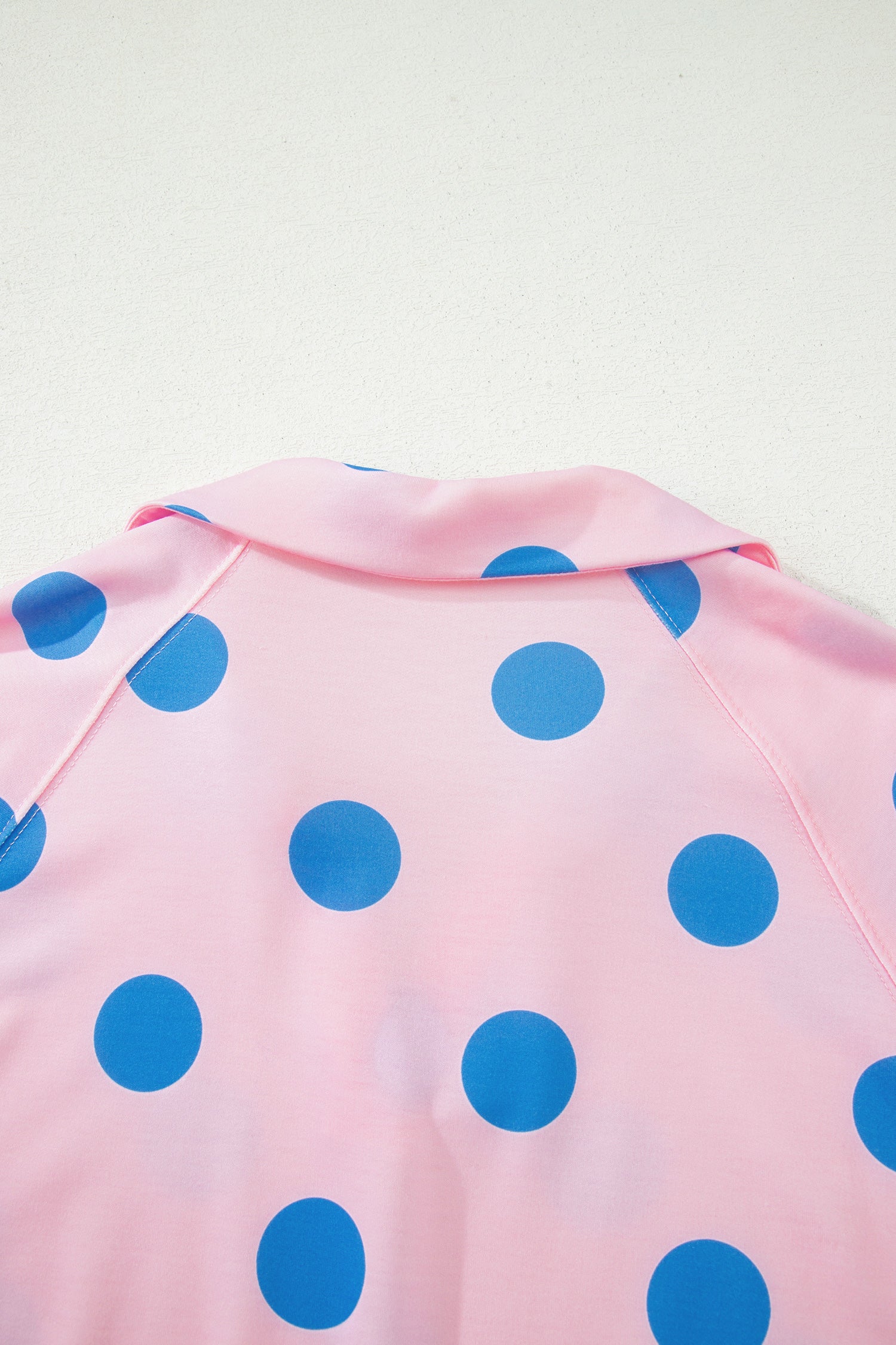 Polka Dot V Neck Short Sleeve Tee High Waist Drawstring Shorts Set