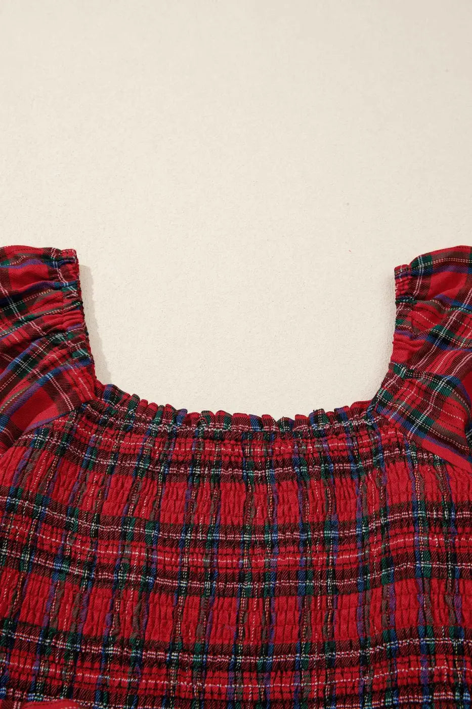 Red green tartan plaid flared midi dress dresses