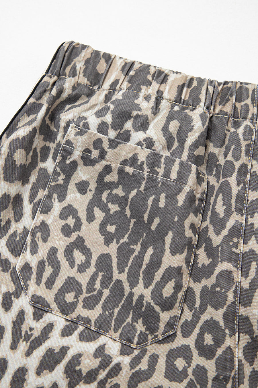 Leopard Stripe Drawstring High Waist Denim Shorts Women UK