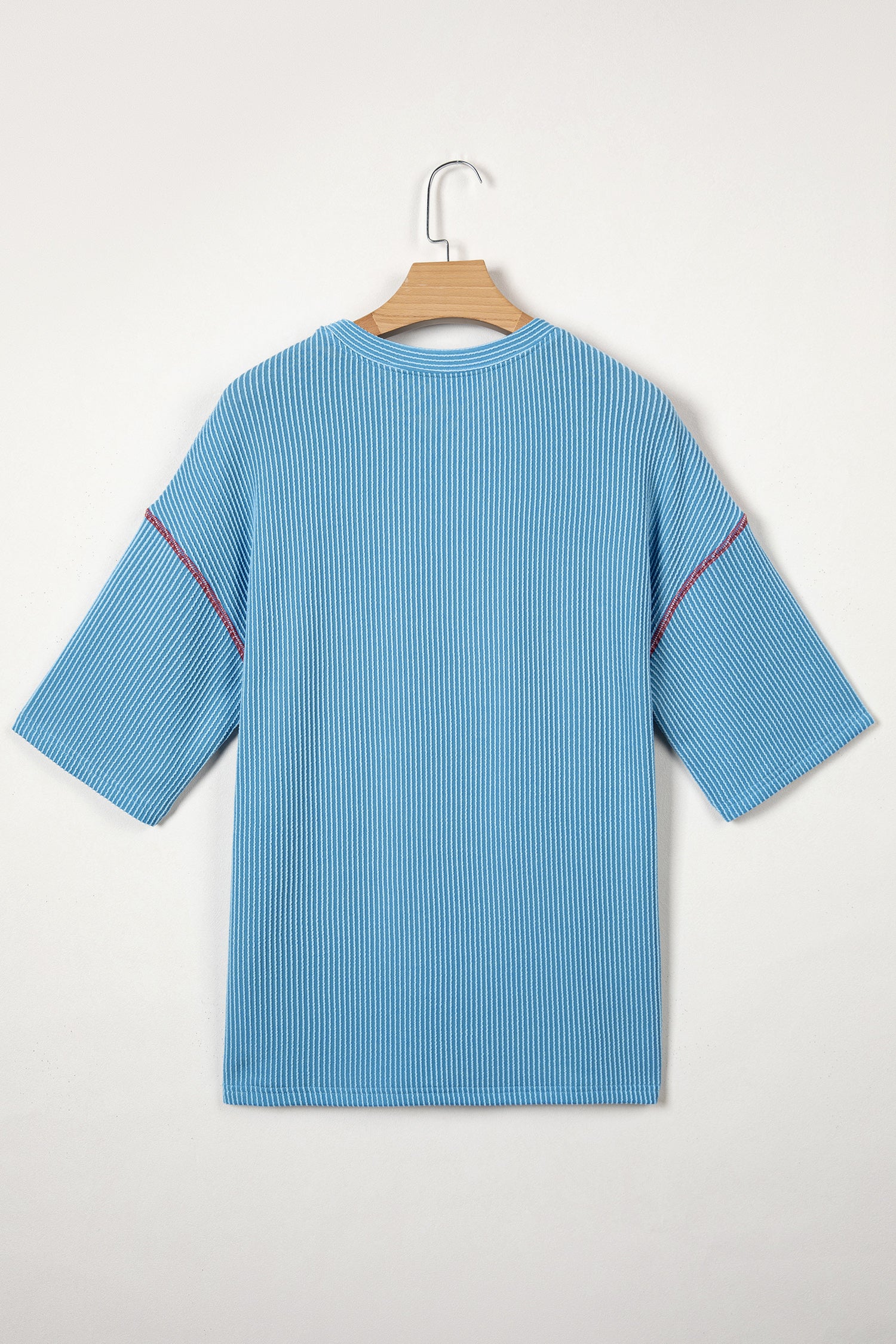USA Graphic Ribbed Half Sleeve Loose Top Round Neck Tunic Length
