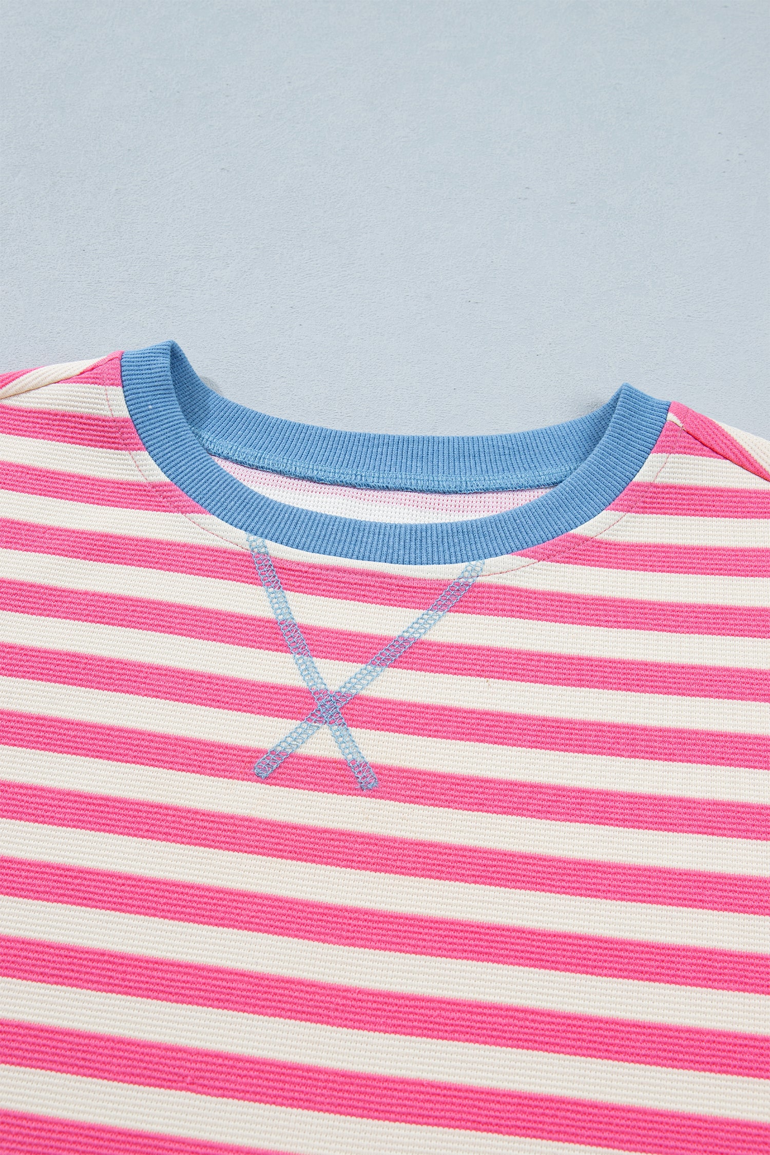 Stripe Contrast Patchwork Short Sleeve Tee Women UK
