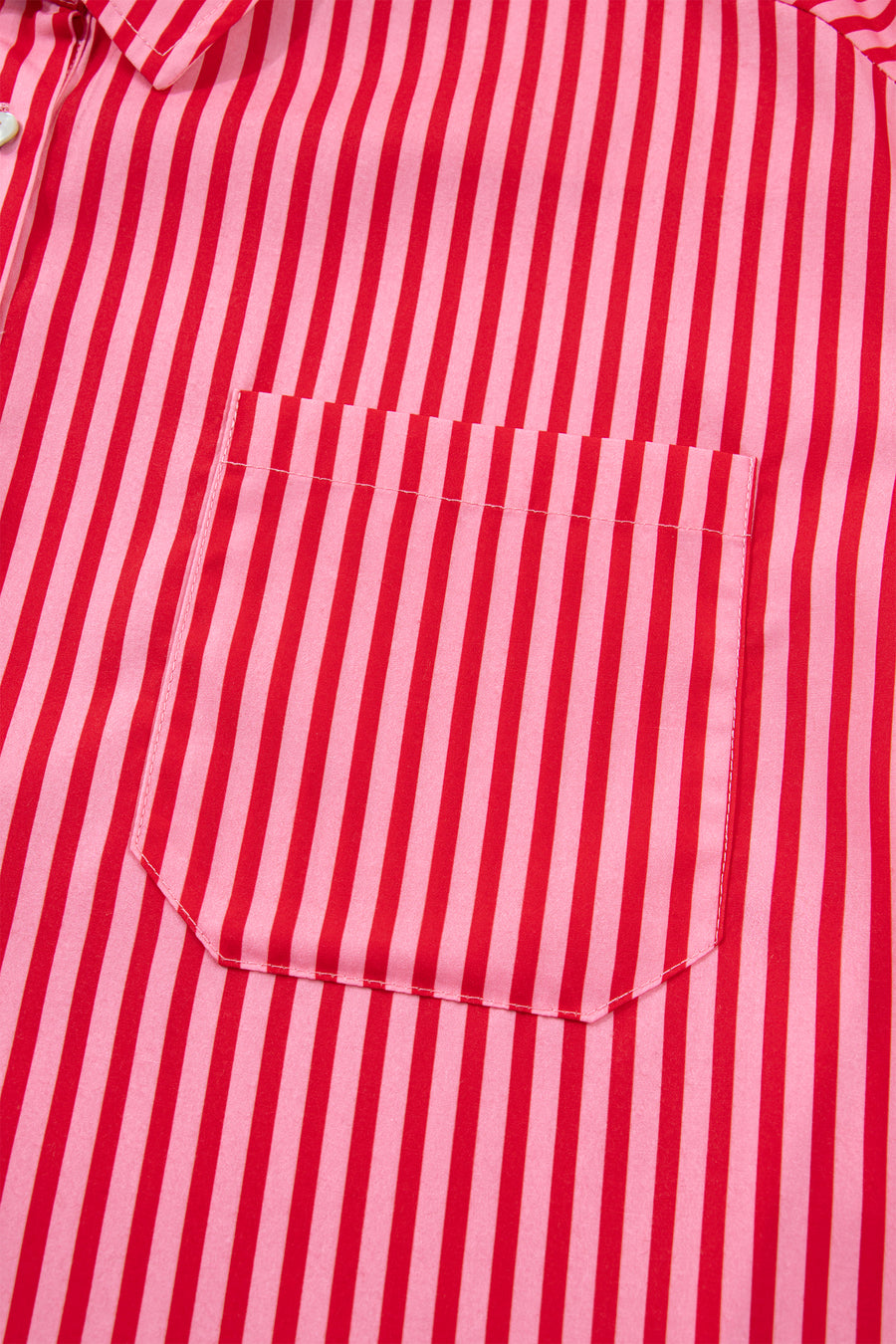 Stripe Button-Up Long Sleeve Shirt with Patch Pocket