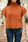 Oatmeal Patch Pocket Ribbed Knit Short Sleeve Sweater Dress