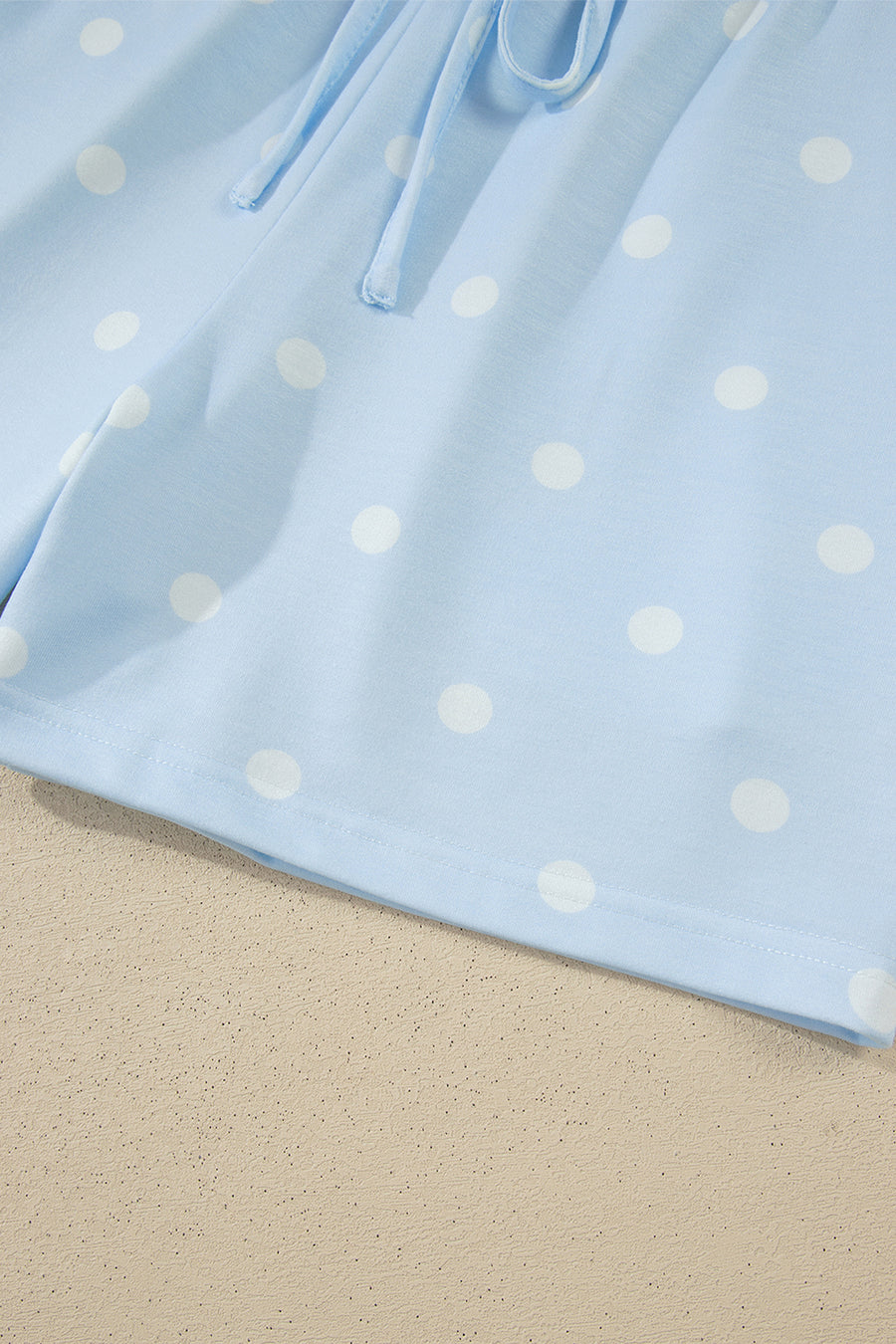 Polka Dot Exposed Seam Loose Tee Drawstring Shorts Two-Piece Set