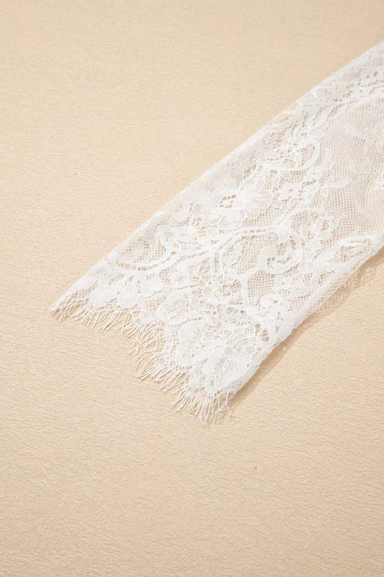 Lace Sleeve Fuzzy Sweater