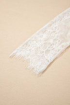 Lace Sleeve Fuzzy Sweater