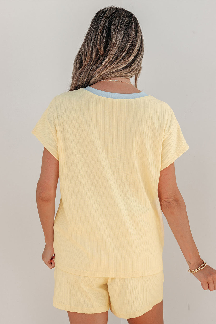 Ribbed Knit Sequin Horse Patch Two Piece Short Set Women UK