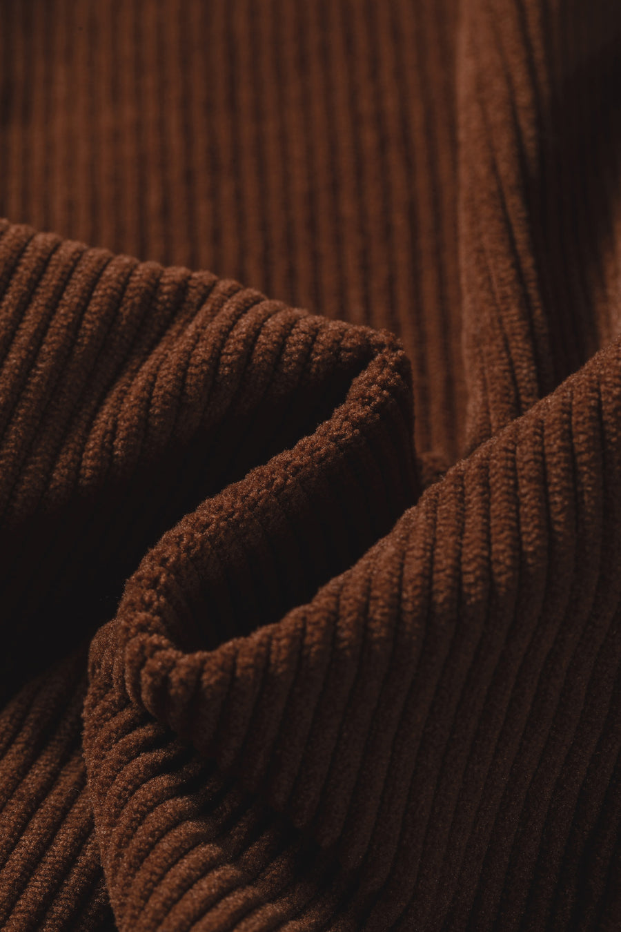 Ruffle Trim V-Neck Corduroy Shacket