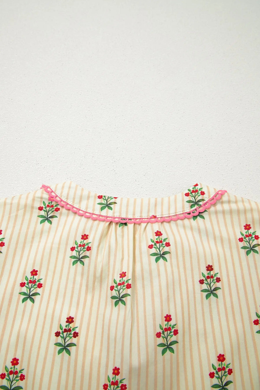 Apricot Striped Floral Contrast Ruffle Hem Mini Dress Women UK
